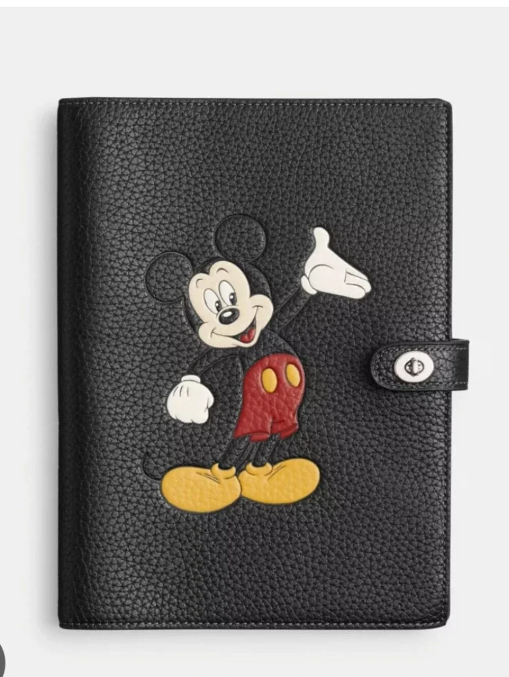 Coach X Disney Mickey Mouse Black Pebble Leather Notebook Journal Cover NWT